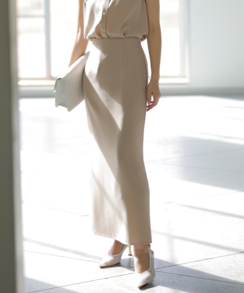 【断捨離中】anuans/フロントベンツパネルタイトスカート/BEIGE アニュアンス anuans フロントベンツパネルタイトスカート （BEIGE