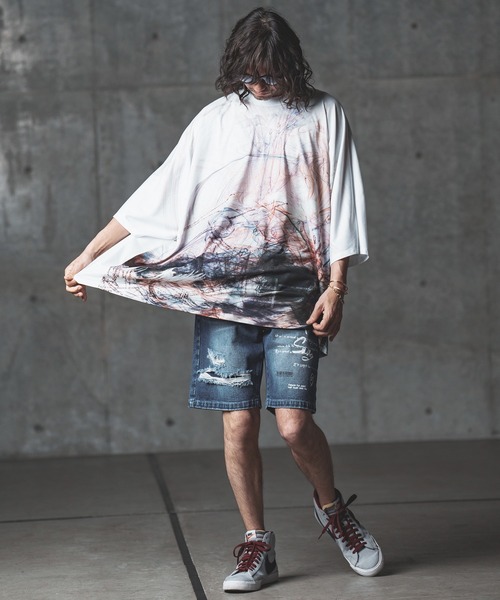 「GLIMCLAP」 デニムハーフパンツ S インディゴブルー メンズ_画像5