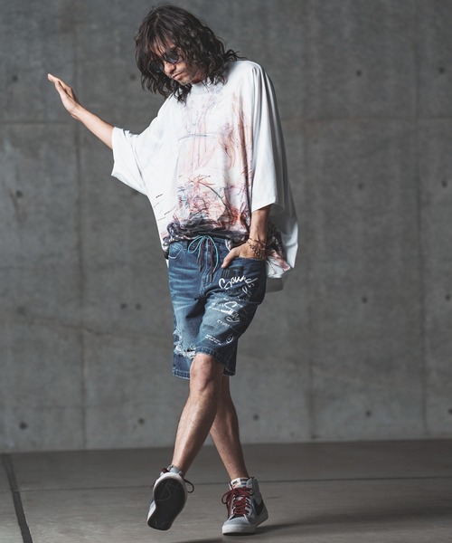 「GLIMCLAP」 デニムハーフパンツ S インディゴブルー メンズ_画像7