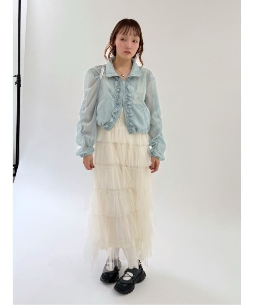 ジャンパースカート 「6色展開/チェック/ドット柄」フリルティアードジャンパースカート/ワンピースの画像