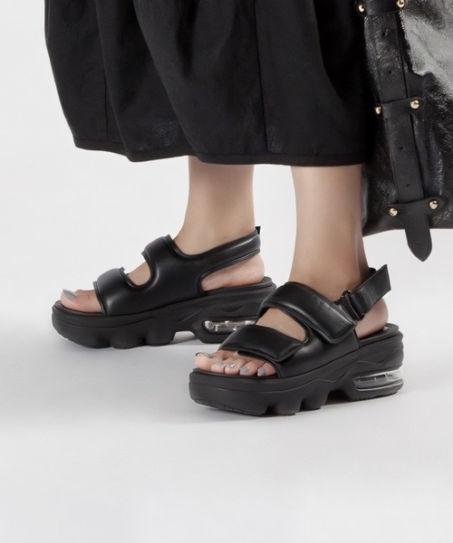 ブラック サンダル ALL BLACK（オールブラック） サンダル 「本革/エアソール/厚底