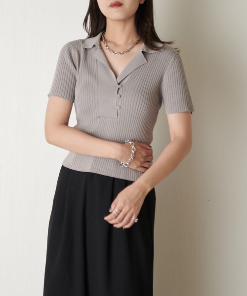 「Lui's」 半袖ニット FREE グレー レディース_画像5