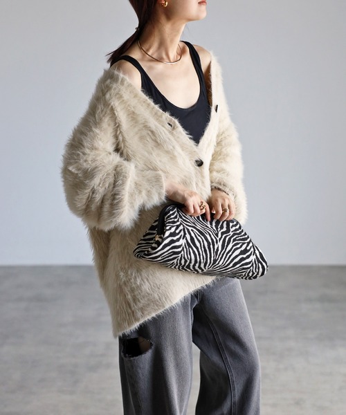 「Bonjour Sagan」 ニットカーディガン FREE ライトグレー レディース_画像4