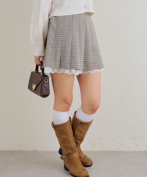 myclozette レーストップス 、プリーツスカート売約済み ドットレースアッププリーツスカート｜MORE self LOVE モアセルフラブ