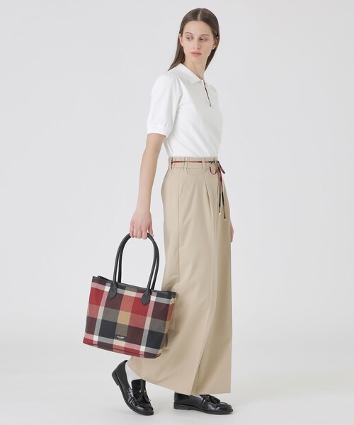 【極美品】 ブルーレーベルクレストブリッジ　トートバッグ　舟形　大容量　チェック BLUE LABEL CRESTBRIDGE（ブルーレーベルクレストブリッジ） トート