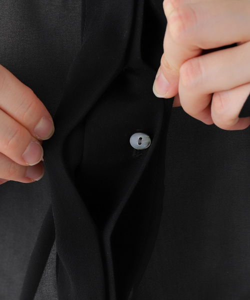 ブラウス シャツ 「A PUPIL/ア ピューピル」別注 HNK RGLN BL ジョーゼットブラウス レディースの画像