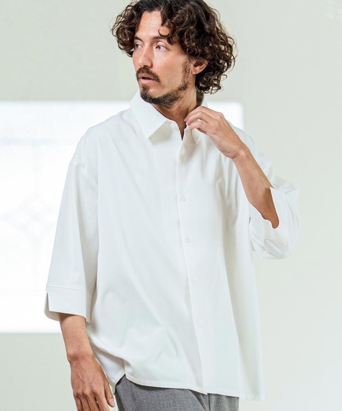 Magine（マージン） 七分袖 シャツ ms6419- Drapey Chambray Relax Fit