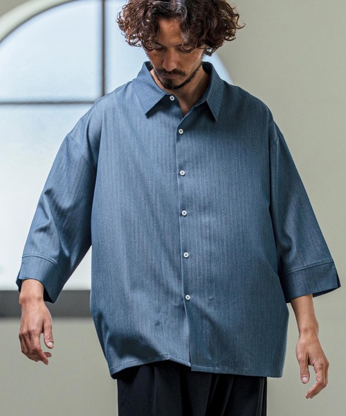 Magine（マージン） 七分袖 シャツ ms6419- Drapey Chambray Relax Fit