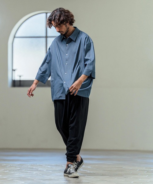 Magine（マージン） 七分袖 シャツ ms6419- Drapey Chambray Relax Fit