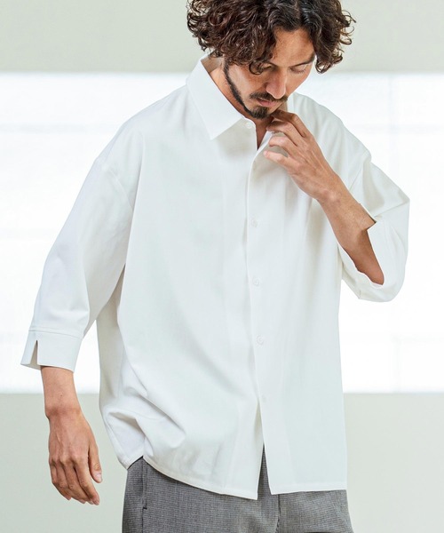 Magine（マージン） 七分袖 シャツ ms6419- Drapey Chambray Relax Fit