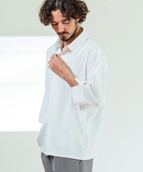 Magine（マージン） 七分袖 シャツ ms6419- Drapey Chambray Relax Fit
