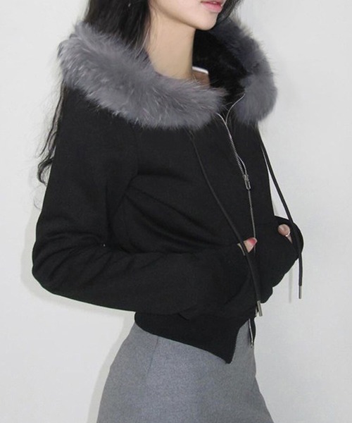 「MEMECLE」 ジップアップパーカー S グレー レディース_画像6