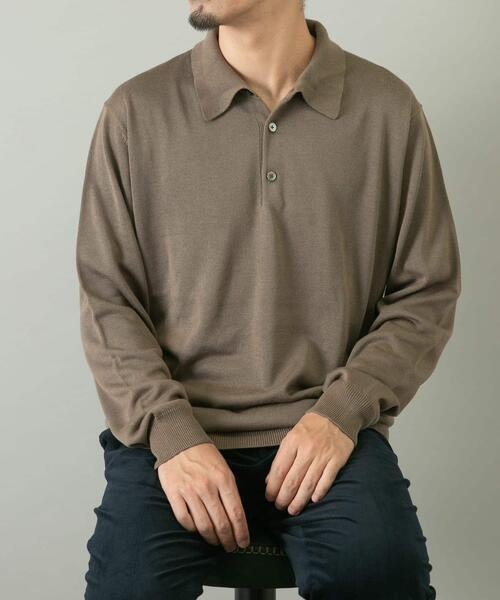 「URBAN RESEARCH ROSSO MEN」 長袖ポロシャツ LARGE ブラック メンズ_画像2