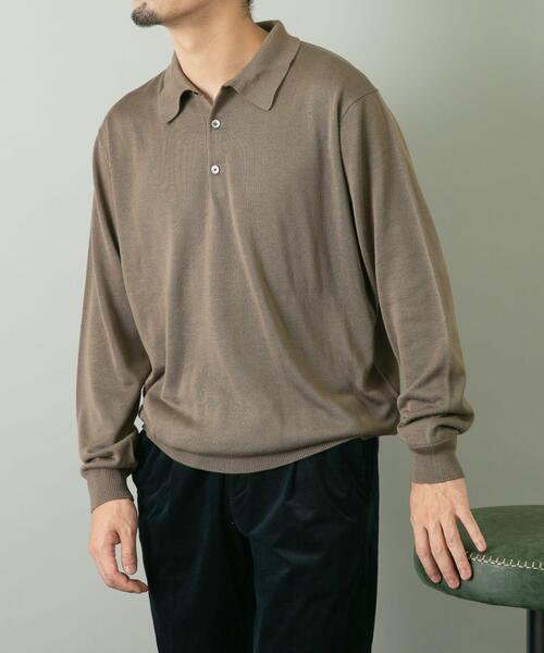 「URBAN RESEARCH ROSSO MEN」 長袖ポロシャツ LARGE ブラック メンズ_画像3