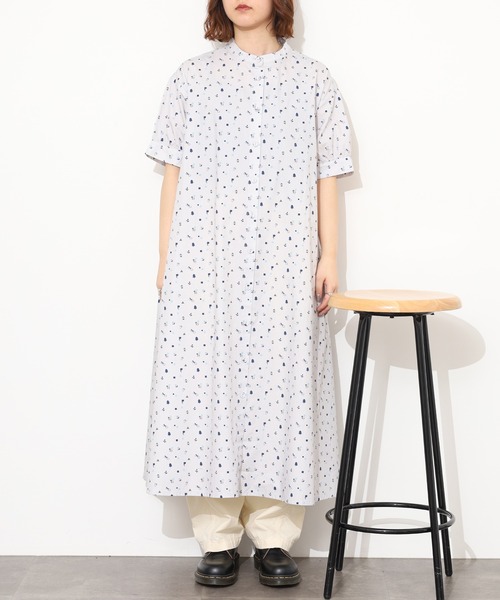 Emago（イマゴ） シャツワンピース お散歩プリントワンピース 半端袖