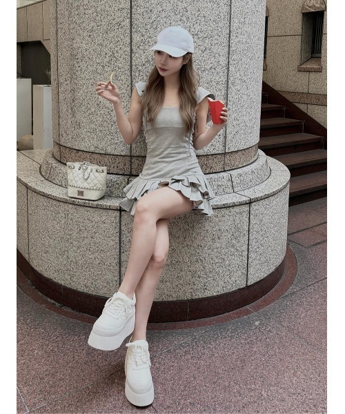 スニーカー DDロゴキルティングスニーカー レディースの画像