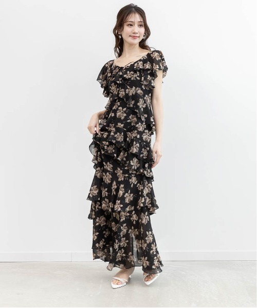 RANDA ラッフルフリルシフォンワンピース RANDA（ランダ） ワンピース ラッフルフリルシフォンワンピース