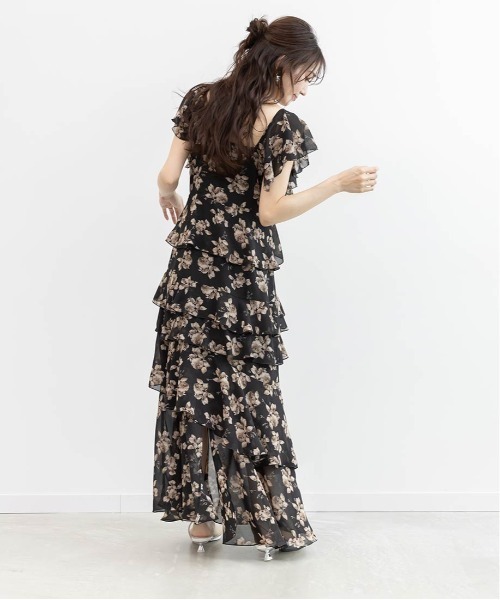 RANDA（ランダ） ワンピース ラッフルフリルシフォンワンピース
