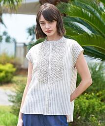ドレステリア　ブラウス 長袖 フリルネック　38 Mサイズ DRESSTERIOR（ドレステリア） ブラウス シャツ ストライプフレンチ