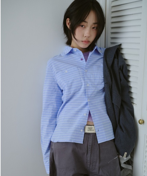 「common gull products.」 長袖シャツ SMALL ブルー レディース_画像4
