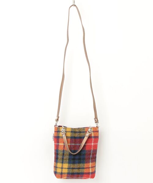 「HARRIS TWEED」 チェック柄2WAYバッグ「etoffeコラボ」 - レッド レディース_画像2