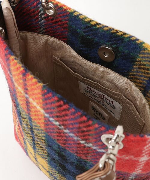 「HARRIS TWEED」 チェック柄2WAYバッグ「etoffeコラボ」 - レッド レディース_画像4