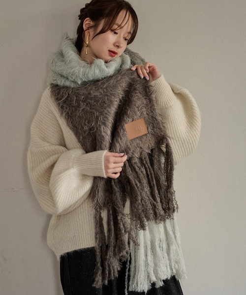マフラー ストール original pattern shaggy muffler / オリジナルパターンシャギーマフラー レディース | mideal | 01