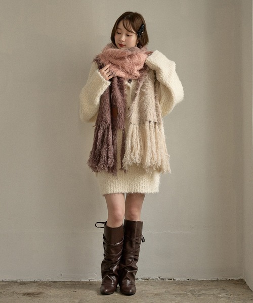 マフラー ストール original pattern shaggy muffler / オリジナルパターンシャギーマフラー レディース | mideal | 18