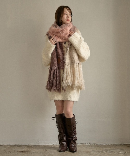 マフラー ストール original pattern shaggy muffler / オリジナルパターンシャギーマフラー レディース | mideal | 19