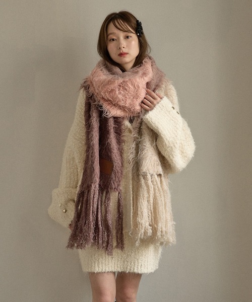 マフラー ストール original pattern shaggy muffler / オリジナルパターンシャギーマフラー レディース | mideal | 15