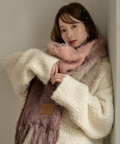 マフラー ストール original pattern shaggy muffler / オリジナルパターンシャギーマフラー レディース | mideal | 14