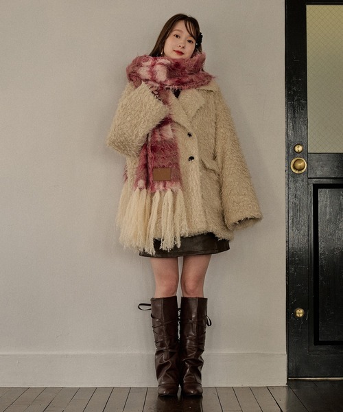 マフラー ストール original pattern shaggy muffler / オリジナルパターンシャギーマフラー レディース | mideal | 11