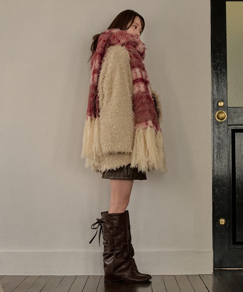 マフラー ストール original pattern shaggy muffler / オリジナルパターンシャギーマフラー レディース | mideal | 12