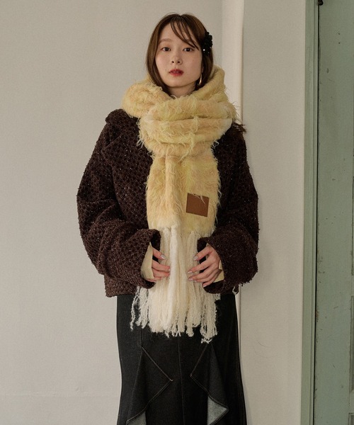 マフラー ストール original pattern shaggy muffler / オリジナルパターンシャギーマフラー レディース | mideal | 24
