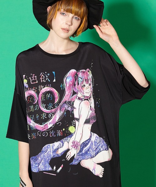 nqrse XYZ ankorock コラボ カットソー ankoROCK tシャツ 7つの大罪「色欲」Tシャツ -メガビッグ