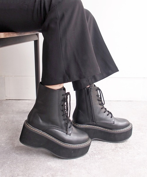 byあしながおじさん ブーツ 厚底レースアップブーツ - 8980557