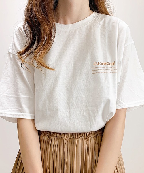 tシャツ cuorequal茶色ロゴ半袖Tシャツ レディース : ZOZOTOWN