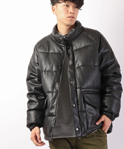 SUGGESTION ダウンジャケット ダウン 「SUGGESTION」PU/フェイクレザー