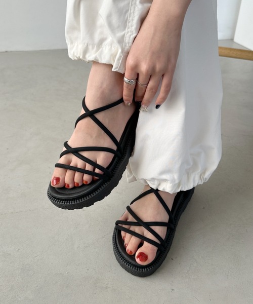 CLEA サンダル クロスストラップ厚底サンダル レディース