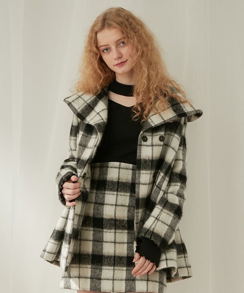 DEICY（デイシー） コート アウター シャギーチェックフレアコート