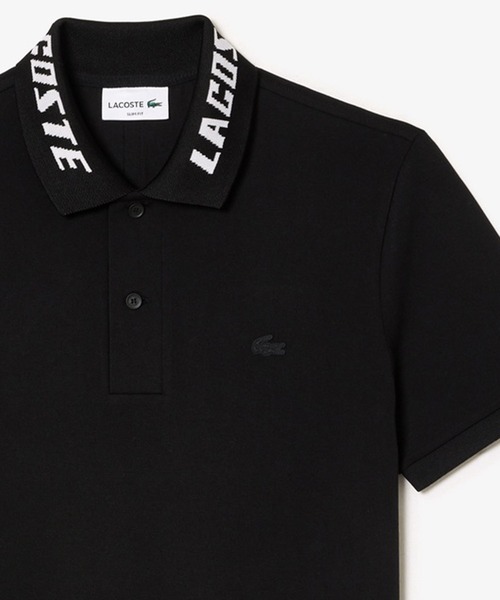 LACOSTE モノクロジャガードポロシャツ　ブラウン 楽天市場】ラコステ モノグラムジャカードポロシャツ ブラック