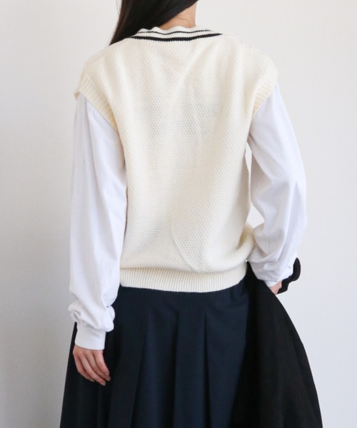 gossip!ロサンゼルス ベスト ジレ ケーブルニット Vネックベスト