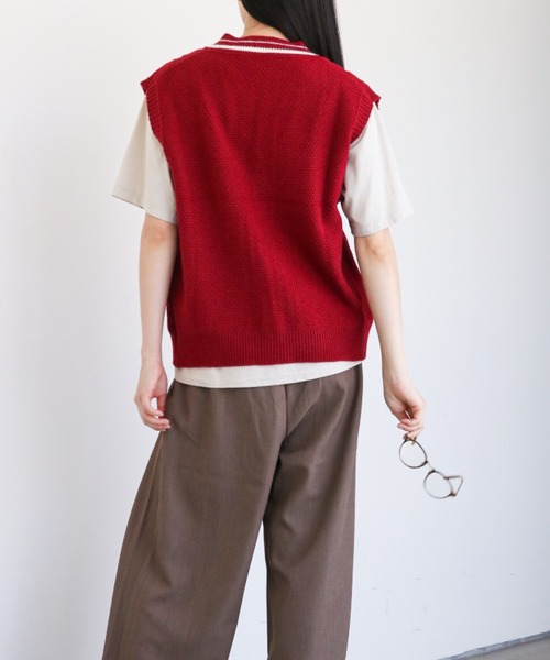 gossip!ロサンゼルス ベスト ジレ ケーブルニット Vネックベスト