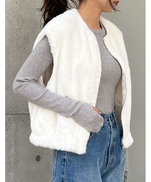 Re:EDIT（リエディ） ダウンベスト ベスト 丈が選べるフェイクファー