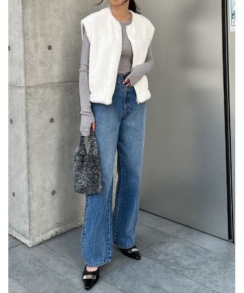 Re:EDIT（リエディ） ダウンベスト ベスト 丈が選べるフェイクファー