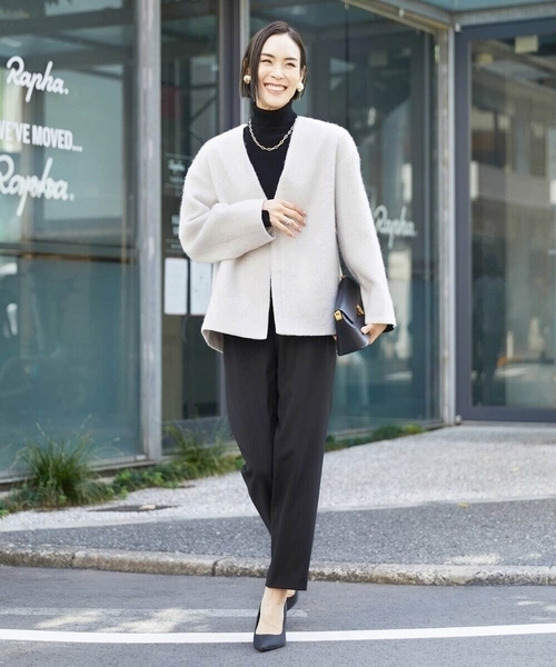 MICHEL KLEIN（ミッシェルクラン） ノーカラーコート コート モヘア