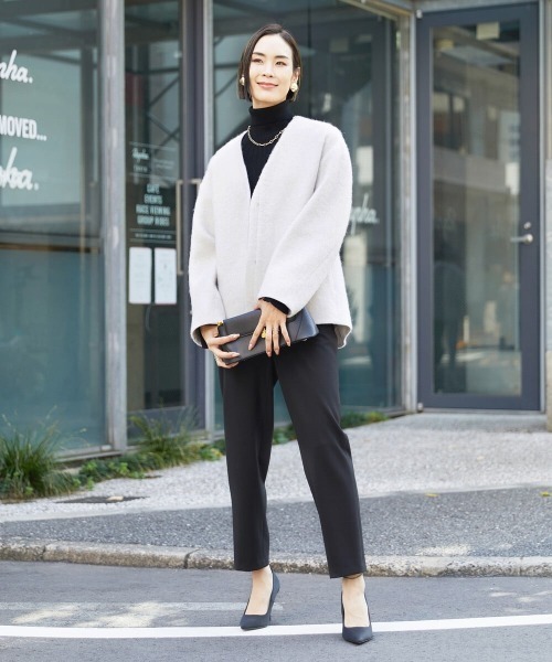 MICHEL KLEIN（ミッシェルクラン） ノーカラーコート コート モヘア