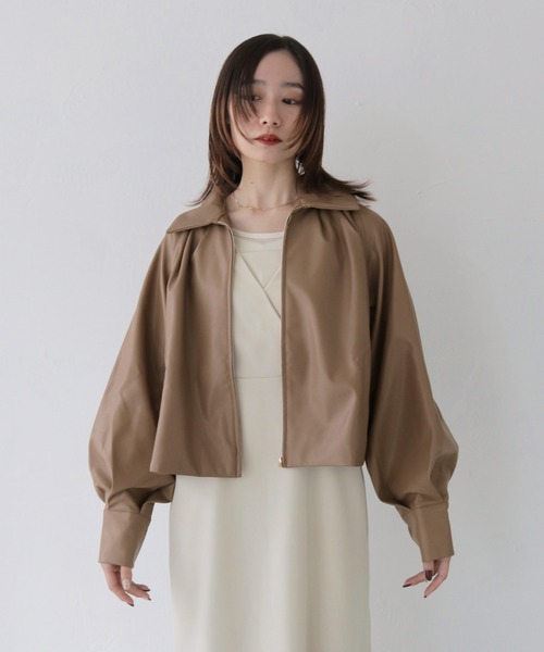 CLEIO（クレイオ） ブルゾン アウター 「CLEIO」フェイクレザーフレア