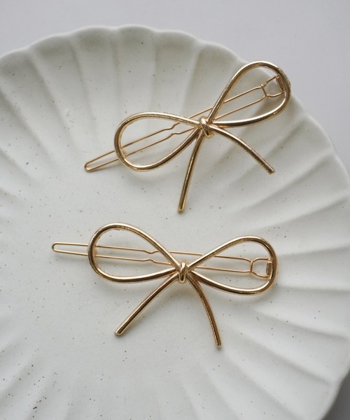 Port（ポート） ヘアピン 2個セット リボン ライン メタル ヘアピン