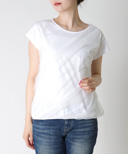 tシャツ チュールドレープＴシャツ レディース